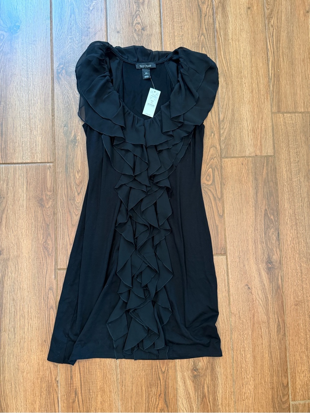 White House Black Market Black Ruffled Front Mini Dress